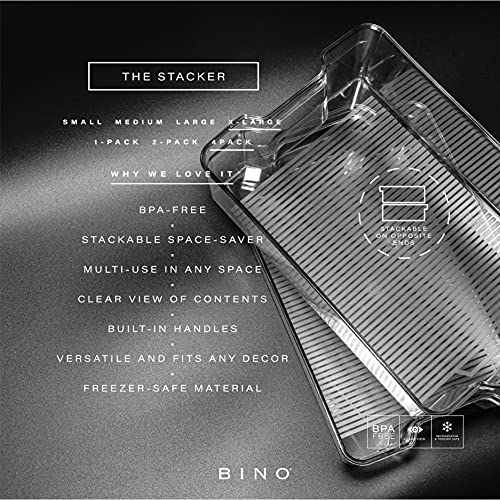 BINO | Stackable Storage Bins, X-Large - 8 Pack | THE STACKER COLLECTION | Clear Plastic Storage Bins | Organization Containers for Pantry & Fridge | Multi-Use Organizer Bin | BPA-Free - size: 4PK - X-Large (Pack of 2)