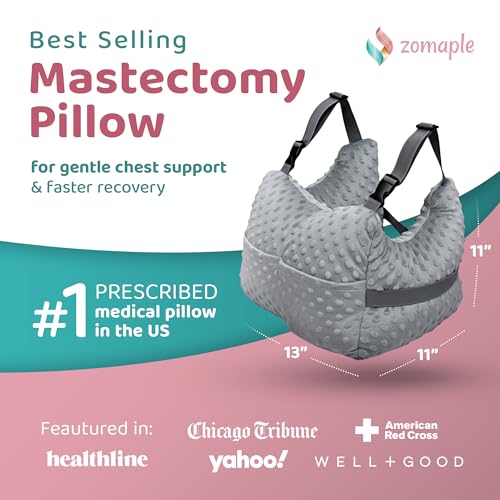 Zomaple 5pc Mastectomy Pillow - Strap, GelPacks, Seat Belt Cover & Lanyard - color: Dark Grey, style: Rectangular Gelpacks