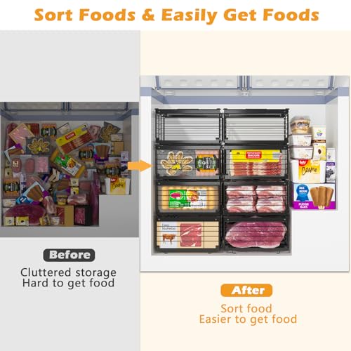 NADAMOO Expandable Chest Freezer Organizer, Stackable Wire Baskets - size: 4 Packs