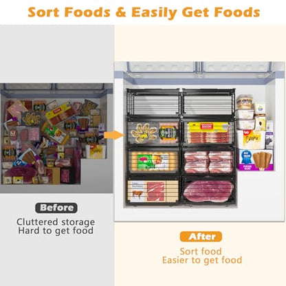NADAMOO Expandable Chest Freezer Organizer, Stackable Wire Baskets - size: 4 Packs