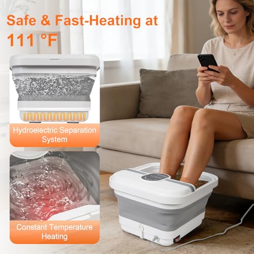 Collapsible Foot Spa Bath Massager with Heat, Bubble