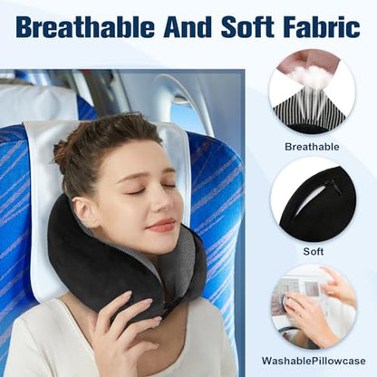 Cirorld Neck Pillow for Traveling, Travel Pillows for Airplanes Black - color: Black