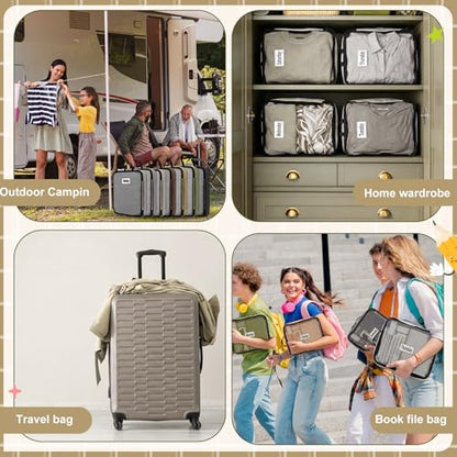 7 Pcs Packing Cubes for Travel Days of Week, Brown, L - color: Brown, size: L