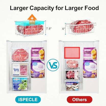 iSPECLE Deep Freezer Organizer Bins - Large Baskets for 5-7 Cu.Ft, 3 Pack - color: 3-Pack White