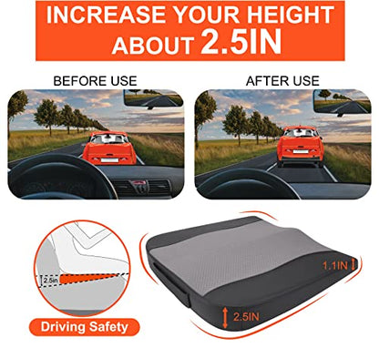 Lofty Aim Car Seat Cushion, Memory Foam Car Seat Cushions for Long Driving - color: Black&gray