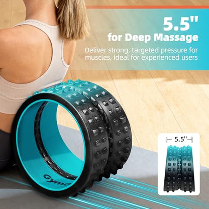 GymCope 10in Back Roller, Foam Roller for Exercise, Spine-Safe Groove - color: Blue, size: Firm