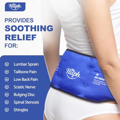 Hilph Back Ice Pack for Lower Back Pain, Adjustable Lumbar Ice Pack, Blue - color: Blue
