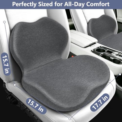Memory Foam Car Seat Cushion with Lumbar Support Pillow,Driver Seat Cushion - color: Grey