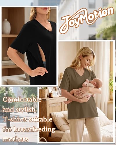 4 Pack Women's Nursing Short Sleeve Shirts - color: Cream, Khaki, Light Brown, Black, size: Medium