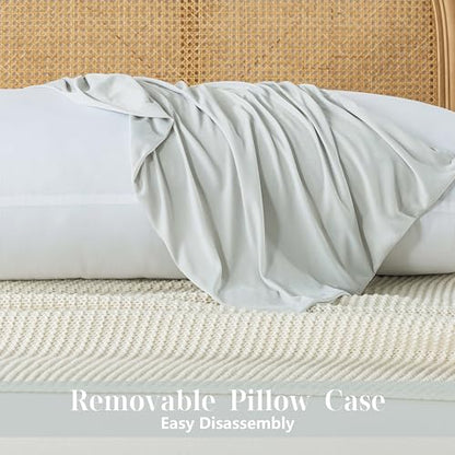 WhatsBedding Memory Foam Body Pillow with Cover, Long Bed Pillow for Adults - color: Cooling Grey