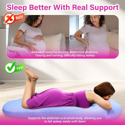 Inflatable Pregnancy Pillow with Belly & Head Hole,Pregnancy Float - color: Blue 1