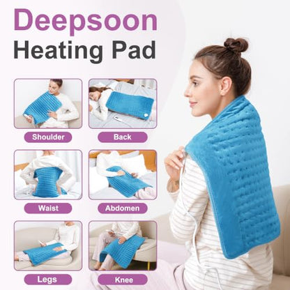 Heating Pad,Electric Heating Pads,Heating Pad for Back,Blue,24x20 Inch - color: Blue, size: 24x20 Inch