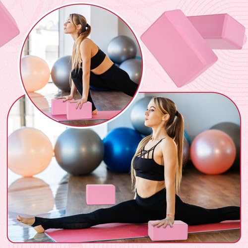 Wettarn 6 Pack EVA Yoga Blocks Bulk, Non Slip Pilates Brick - color: Pink