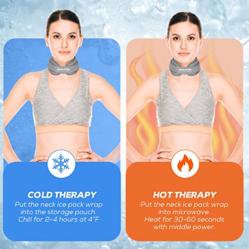 Neck Ice Pack Wrap, Reusable Cold/Hot Gel for Neck Pain, Grey - color: Grey