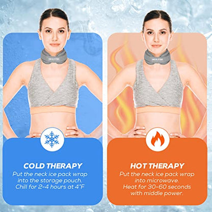 Neck Ice Pack Wrap, Reusable Cold/Hot Gel for Neck Pain, Grey - color: Grey