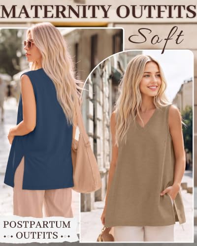 4 Pcs Womens Maternity Nursing Tank Tops - color: Haze Blue, Camel, White, Black, size: Small