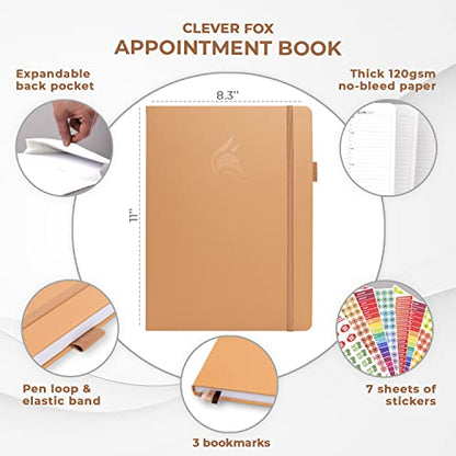 Clever Fox Appointment Book, 15-Minute Daily Planner, Undated Sandstone - color: Sandstone
