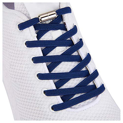 anan520 Tieless Elastic Shoe Laces, No Tie Shoelaces for Kids/Adults - color: Navy Blue