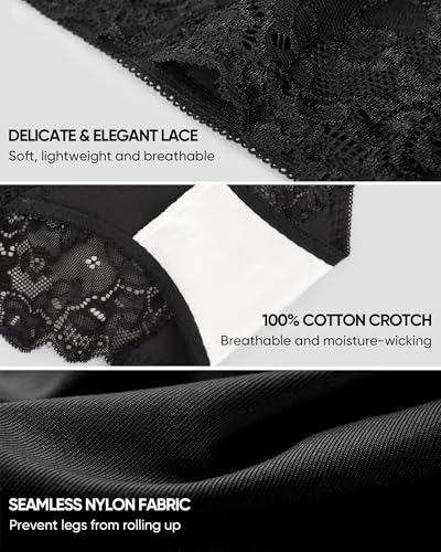 Women's High Waisted Underwear Lace Panties Full Coverage 4 Pack - color: Black, size: XX-Large