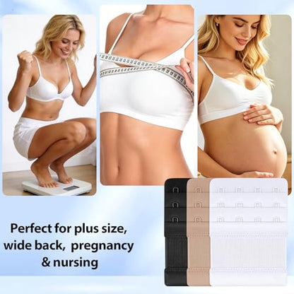 Meliya Women's Bra Extenders 4 Hook, Comfortable Soft Stretchy Back Bra Extension Strap - color: Deep Skin Color