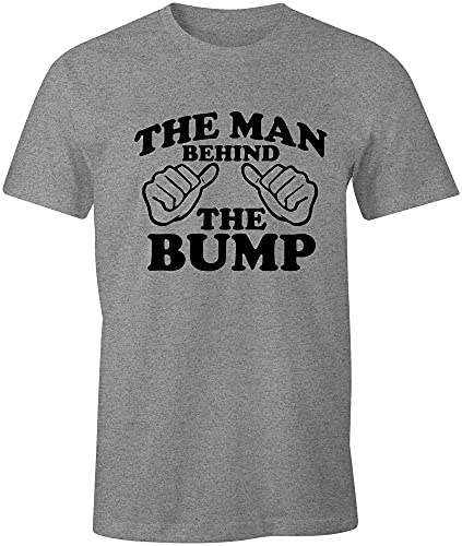 The Man Behind the Bump Pregnancy Announcement Cotton T-Shirt Father Gift - color: Heather Grey, size: Medium