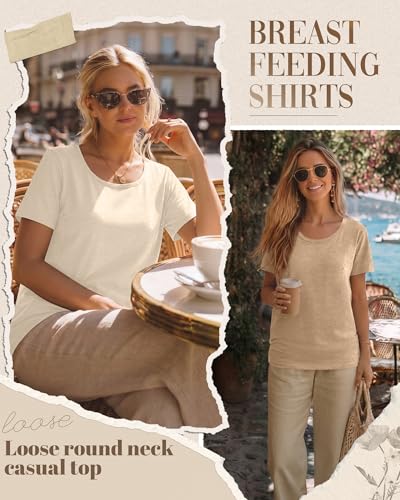 Ficerd 4 Pack Women's Maternity Nursing Shirts - color: Cream, Light Camel, Coffee, Black, size: X-Large