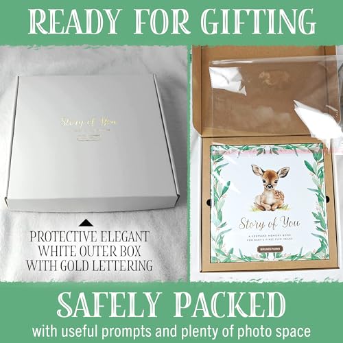 Baby Memory Book Keepsake, Deluxe Edition, First 5 Years, Includes Gold Pen