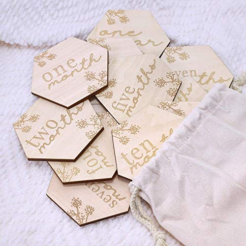 Wooden Baby Monthly Milestone Cards - Floral Design