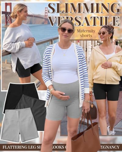 Ficerd 3 Pack Maternity Pajama Lounge Shorts - color: Light Gray, Mixed Black, Black, size: X-Large