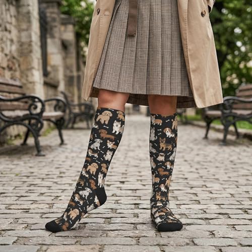 Compression Socks Knee High Support Stockings Women Men - color: Puppy Dog