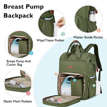 mommore Breast Pump Bag for Spectra S1/S2 & Medela with Insulated Cooler - color: Green