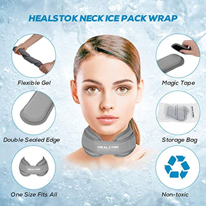 Neck Ice Pack Wrap, Reusable Cold/Hot Gel for Neck Pain, Grey - color: Grey