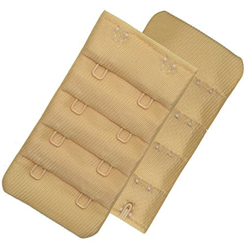 Ultra Soft Bra Extender Band Breathing Room 4 Rows Hook & Eye Extension Strap - color: 2 Hooks - 3/4 Inches Between Hook Centers (3pcs/Pack)