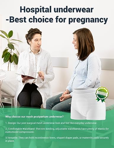 HANSILK Mesh Postpartum Underwear Post Bay C-Section Recovery 3 Pack XL - color: White-3pcs, size: X-Large