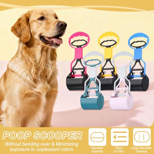 Poop Scooper 11" Long Handle No Touch Dog Poop Scooper Grabber - color: Pink