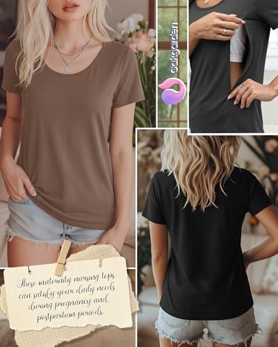 Oakgarden 4 Pack Women's Nursing Shirts - color: Dark Gray, Cream, Coffee, Black, size: Medium