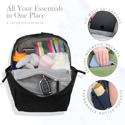 Mini Roo Diaper Bag Backpack, Truffle Brown Baby Bag - 6 Pocket Everyday - color: Truffle