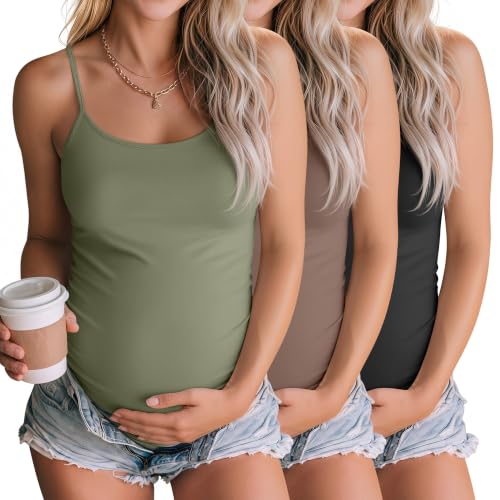 3 Pack Womens Maternity Nursing Camisoles - color: Gray Green, Coffee, Black, size: X-Large