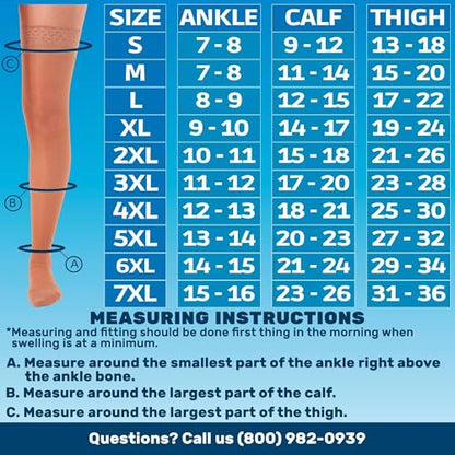 ABSOLUTE SUPPORT Women Compression Thigh High, 15-20mmHg, Beige, Medium - color: Beige, size: Medium