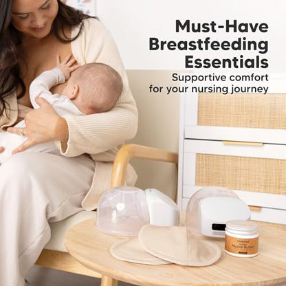 Organic Nursing Pads, 14 Washable Breast Pads,Wash Bag (Bare Beige, M 4.6") - color: Bare Beige, size: 14pk, M 4.6"