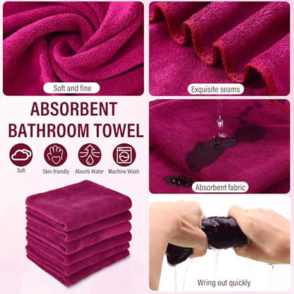 FillTouch 6 Set/ 12 Pcs Foot Soaking Tub with Towel Kit, Claret - color: Claret