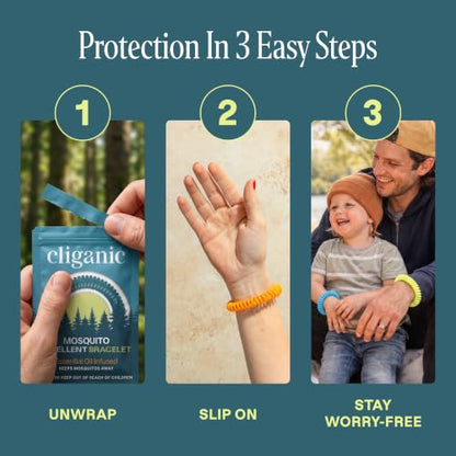 Cliganic Mosquito Repellent Bracelets for Kids & Adults, Natural, 100 Pack - size: Pack of 100