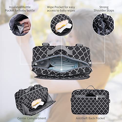 GOGOSO Small Diaper Bag, Mini Stroller Organizer Accessory with Wipe Pockets Caddy Parent Console with Hook Fit All Strollers, Black - color: geometry