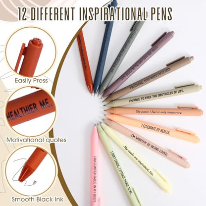 Mooliwe 24 Pcs Affirmation Notebooks Pens Bulk Gifts, Gratitude,Rustic - style: Rustic