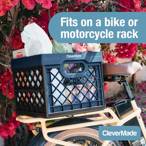 CleverMade Collapsible Milk Crate, 25L Storage Crate, Holds 50 lb, Obsidian (Pack of 6) - color: Obsidian, size: 6 Pack