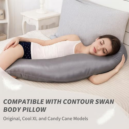 Premium Quality Pillowcase Compatible with Contour Swan Body Pillow - color: Gray
