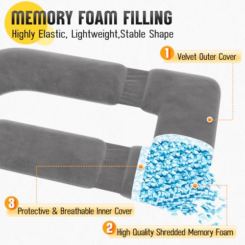 Shredded Memory Foam U Shaped Pregnancy Pillow with Cover - color: Gray