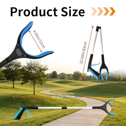 2Pcs 32" Grabber Reacher Tool, Rotating Jaw with Built-in Magnet
