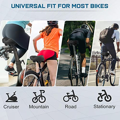 Oversized Seat Compatible with Peloton Bike, Extra Wide Seat - color: C-Black