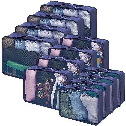 Silkfly 12 Pcs Packing Cubes for Travel,XL, L, M,Classic,Navy Blue - color: Navy Blue, size: XL, L, M, style: Classic